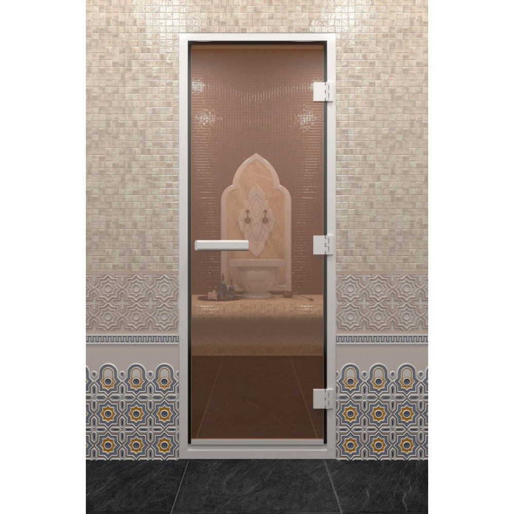 Дверь банная DoorWood 1900х700 Хамам (Бронза) 3 усиленных петли коробка аллюминий